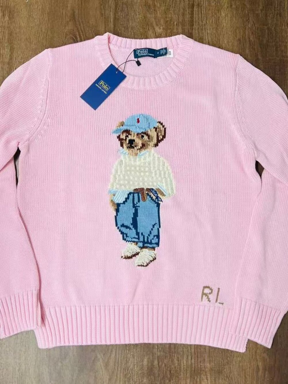 Polo Ralph Lauren Pink Polo Bear Crewneck Knit Sweater